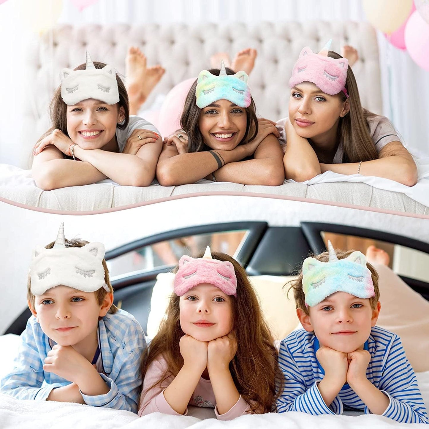 Eye Mask for Sleeping, Cute Unicorn Soft Fluffy Plush Sleep Mask Novelty Blindfold Eye Covers for Women Girls Kids