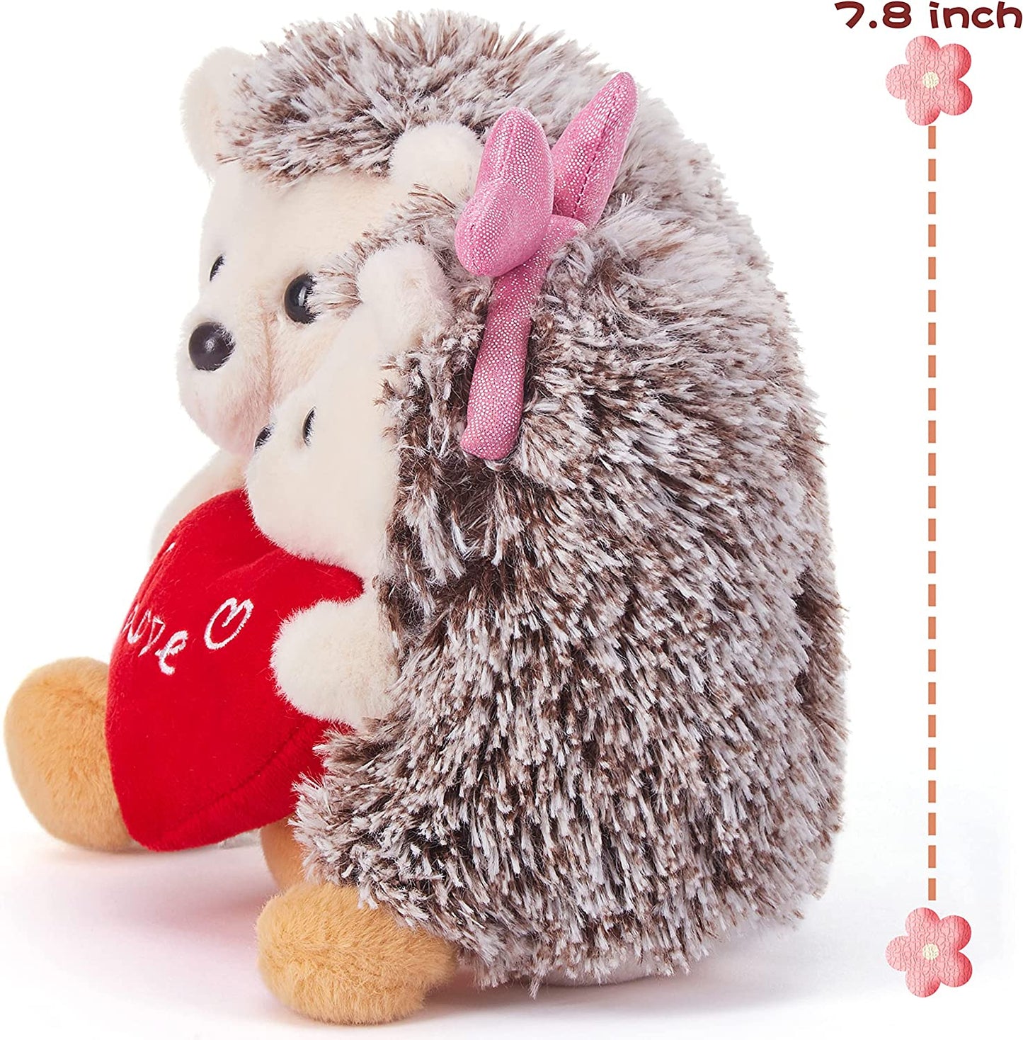 Hedgehog Stuffed Animal Plush Toy Holding Heart with Love Heart,Pair of Cute 20Cm Plushie Soft Small Toy,Valentine’S Day Gifts for Girlfriend