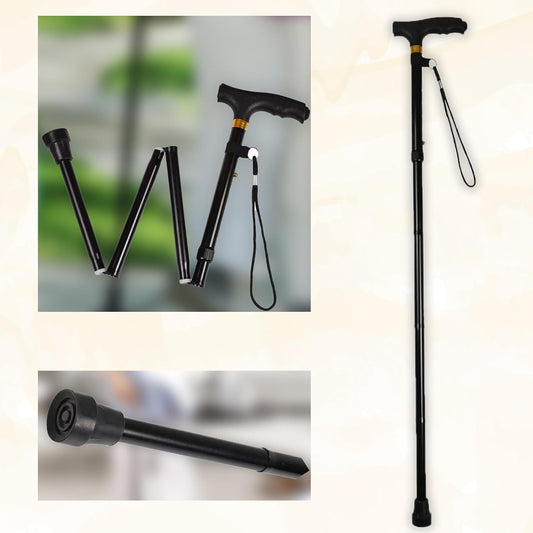 Black Walking Stick for Men and Women Lightweight, Adjustable, Durable & Portable