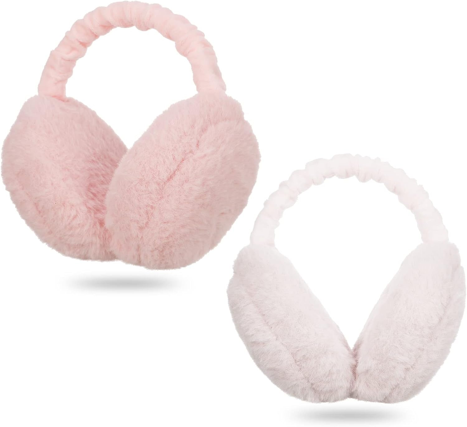 Women Earmuffs,2Pcs Winter Ear Muffs Adjustable Faux Fur Ear Warmer Warm Windproof Plush Earmuffs Foldable for Men Girl Thanksgiving