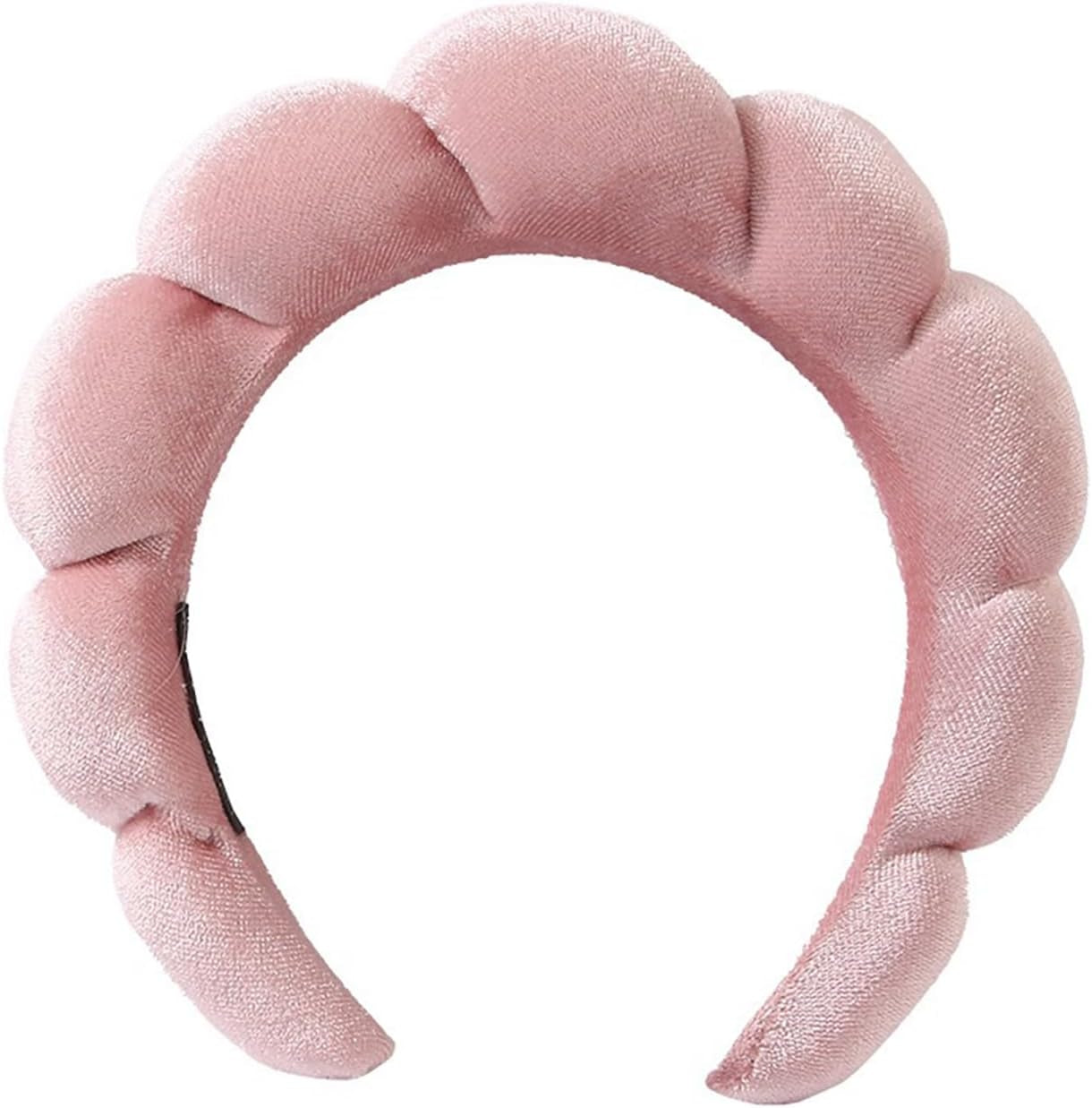 Puffy Makeup Headband Spa Headbands for Women Sponge & Terry Towel Cloth Fabric Cute Skincare Headband for Face Washing, Makeup Removal, Shower, Facial Mask (Pink)