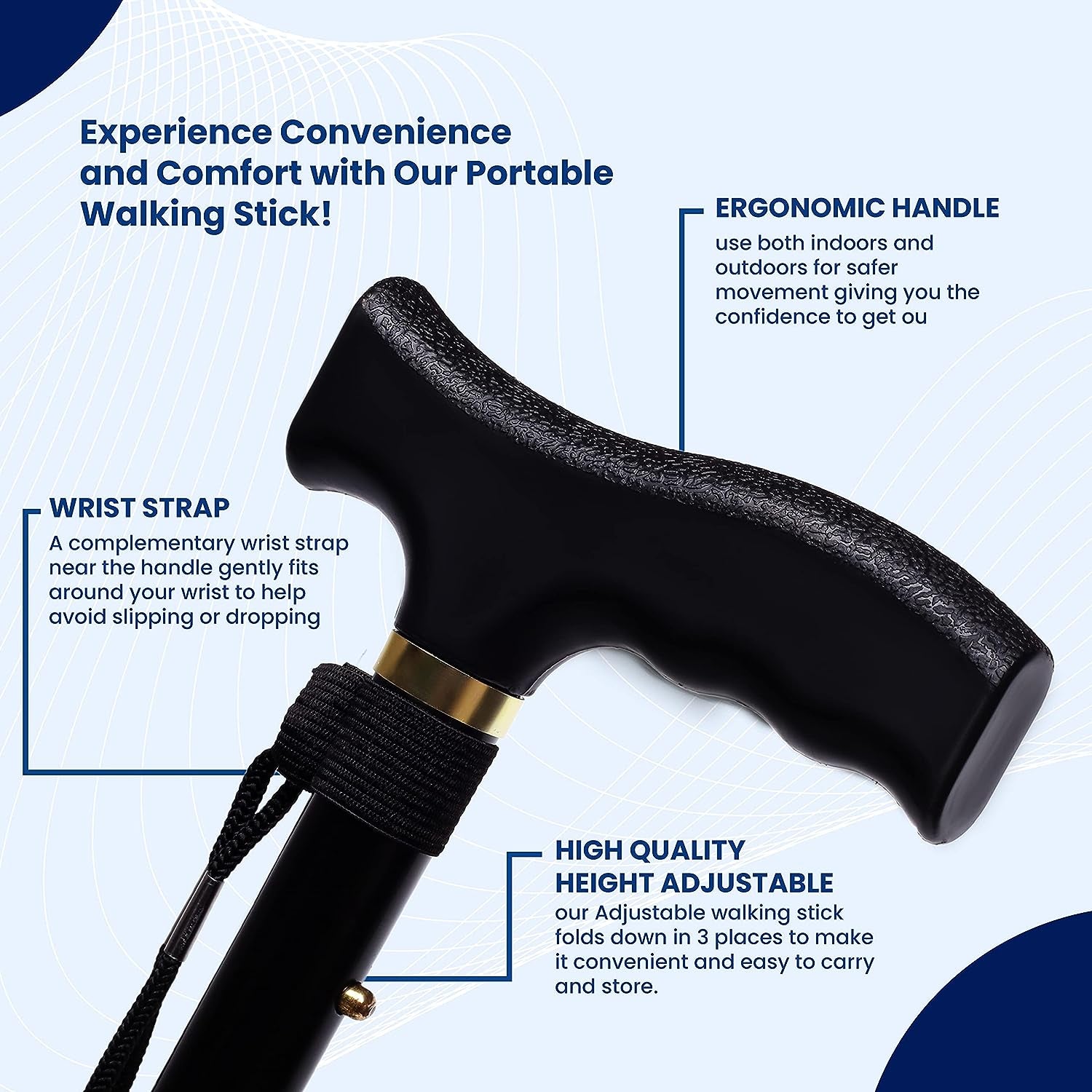 Walking Sticks for Men & Women. Handy, Lightweight, Easily Adjustable and Collapsable Walking Stick for Confident Mobility and Enhanced Stability Ideal for All Heights