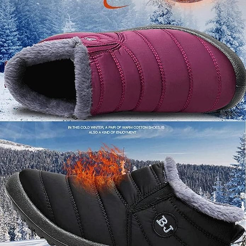 Boojoy Winter Boots, Anti-Slip Winter Snow Boots for Women and Men, Couple Outdoor Walking Fur Lined Warm Shoes