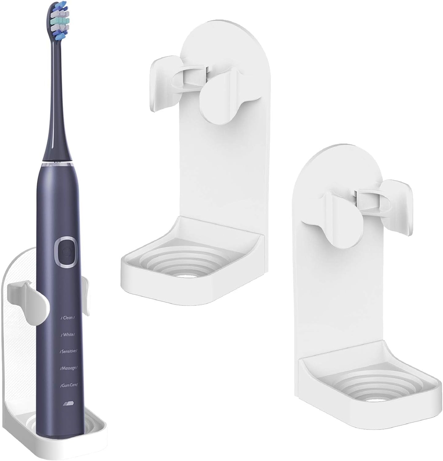 Electric Toothbrush Holder 2 Packs, Upgraded Strong Adhesive Electric Toothbrush Holder Wall Mounted, Adjustable Electric Toothbrush Stand Toothbrush Organizer for Bathroom Storage (Universal)
