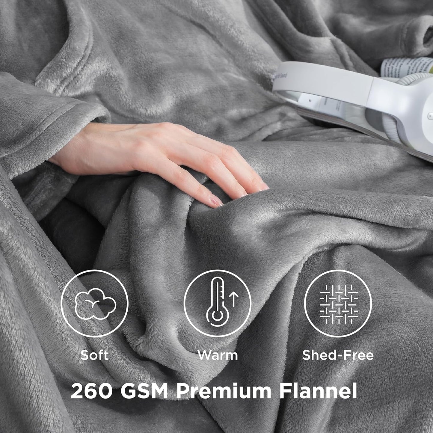 Wearable Blanket with Sleeves Women - Warm Fleece Slanket as Gifts for Her, Cosy TV Blankets with Front Pocket for Adults Men, Grey, 150 X 200 Cm