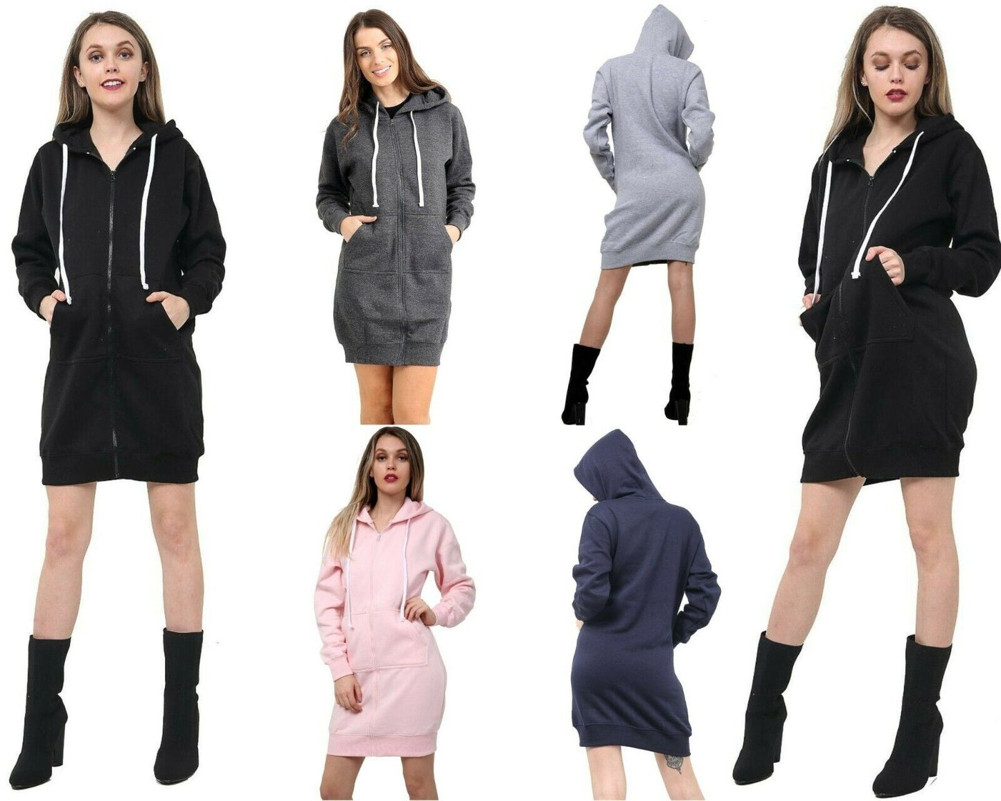 Angela Cross  Women Hoodies Casual Zipper Sweatshirt Coat Ladies Long Hoodie Plain Mini Jumper