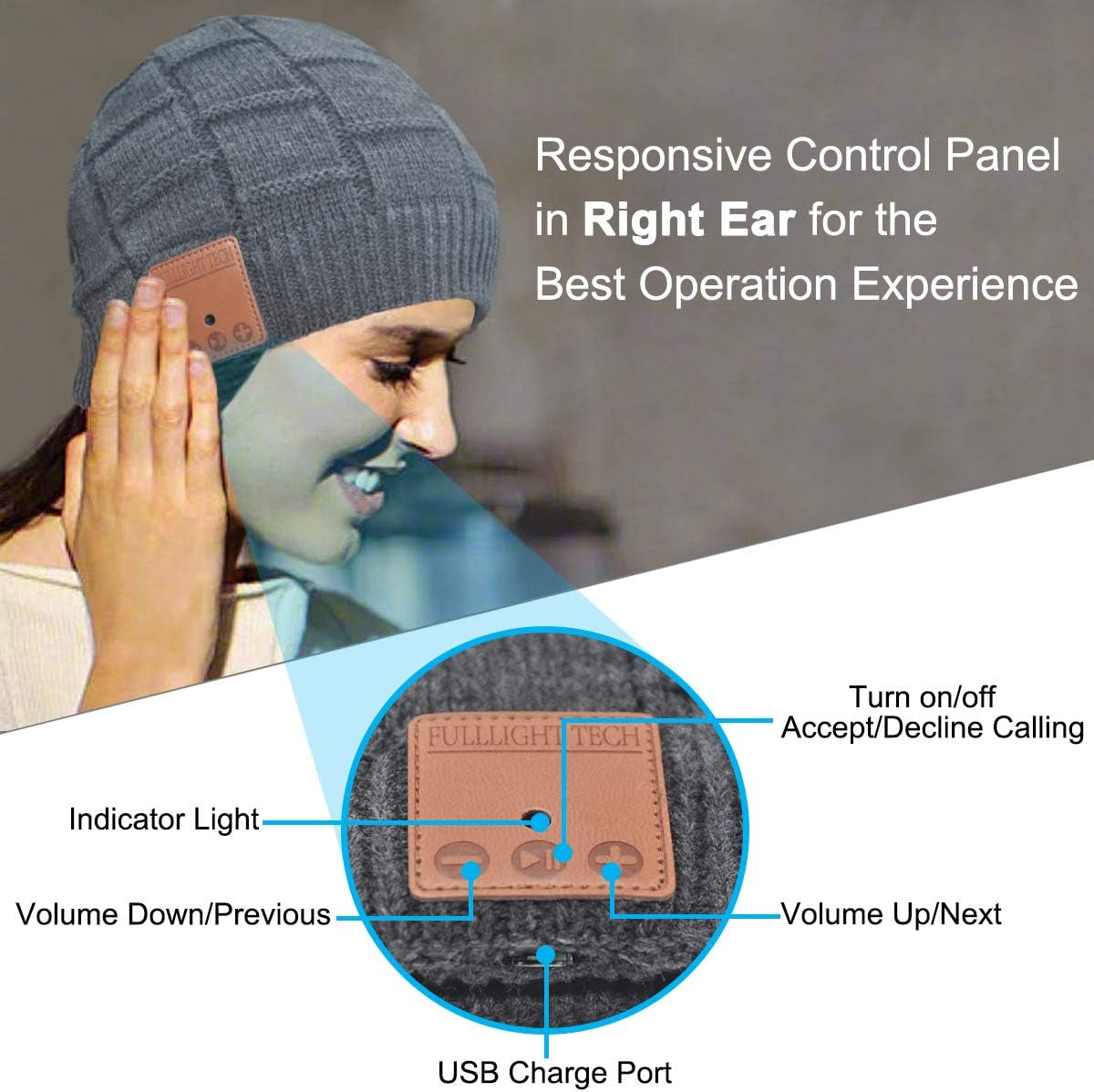 Bluetooth Beanie Hat,Upgraded Hat Headphones Headset Winter Music Hat Knit Running Cap with Speakers & Mic Unique Christmas Tech Gifts for Women Mom Her Him Men Teens Boys Girls