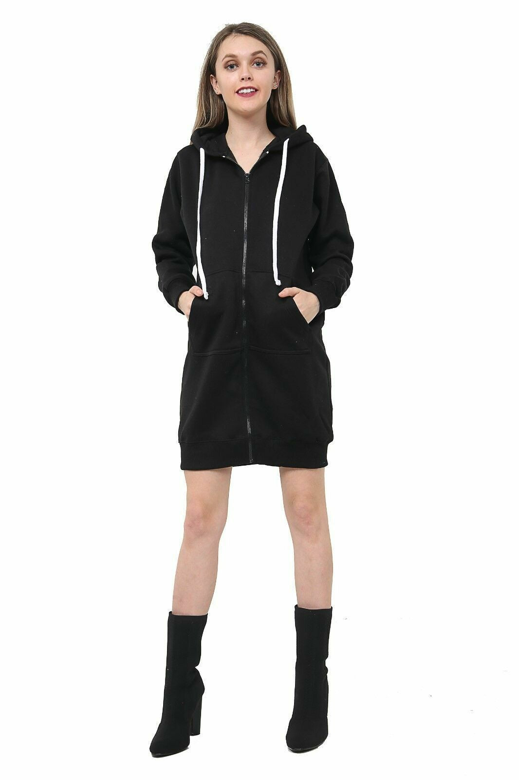 Angela Cross  Women Hoodies Casual Zipper Sweatshirt Coat Ladies Long Hoodie Plain Mini Jumper