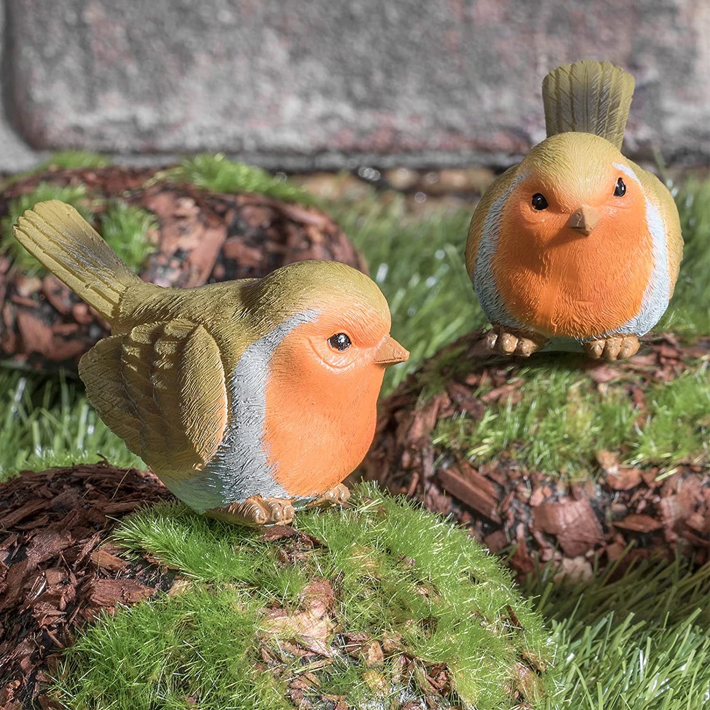 Set of 3 Robins Bird | Garden Ornaments Outdoor Statue | Resin Accessories, Topping Robin Bird Statue for Patio Lawn Windowsill Home Decor and Garden Gifts