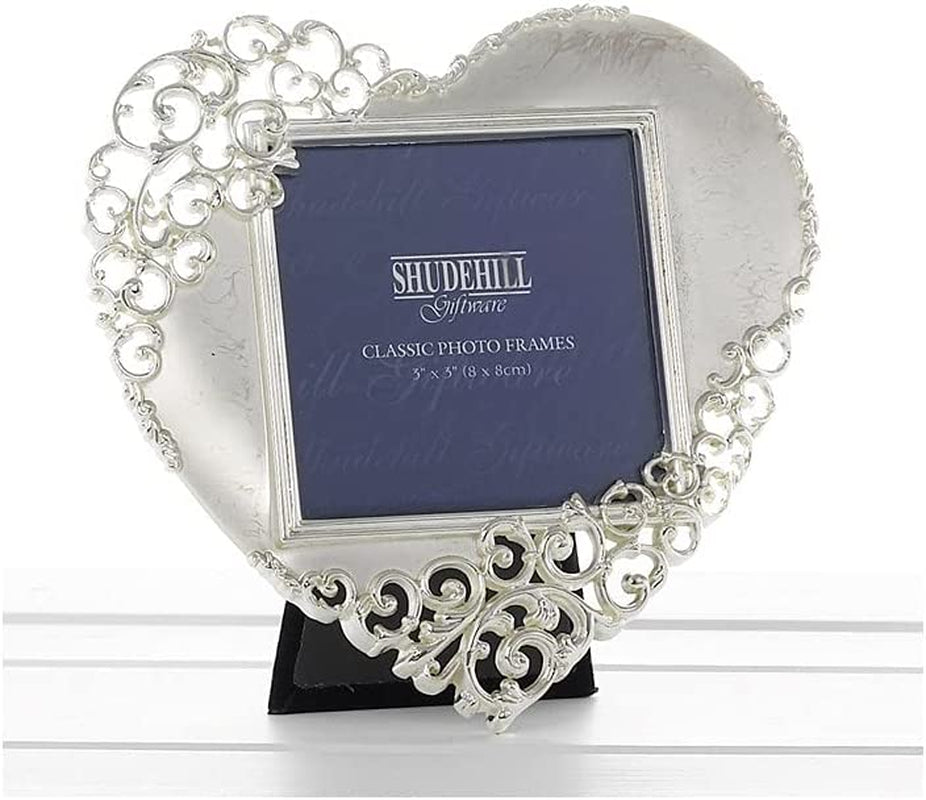 Gifts and More Gifts 20233 Silver Lace Heart Photo Frame Valentine, Anniversary Present , 3" X 3"