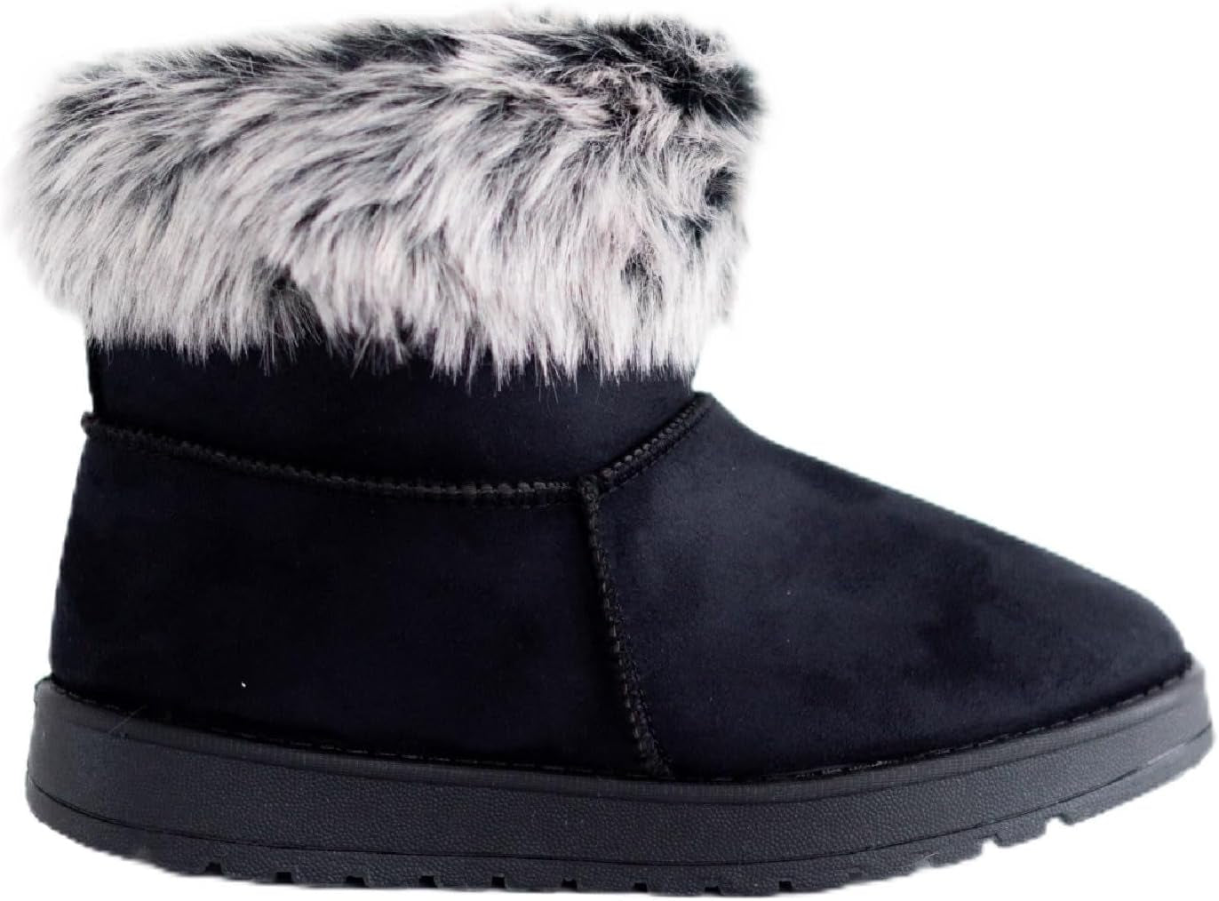 WOMENS FAUX FLUFFY FUR LINED WARM LADIES ANKLE WINTER SNUGG SHOES BOOTS SIZES