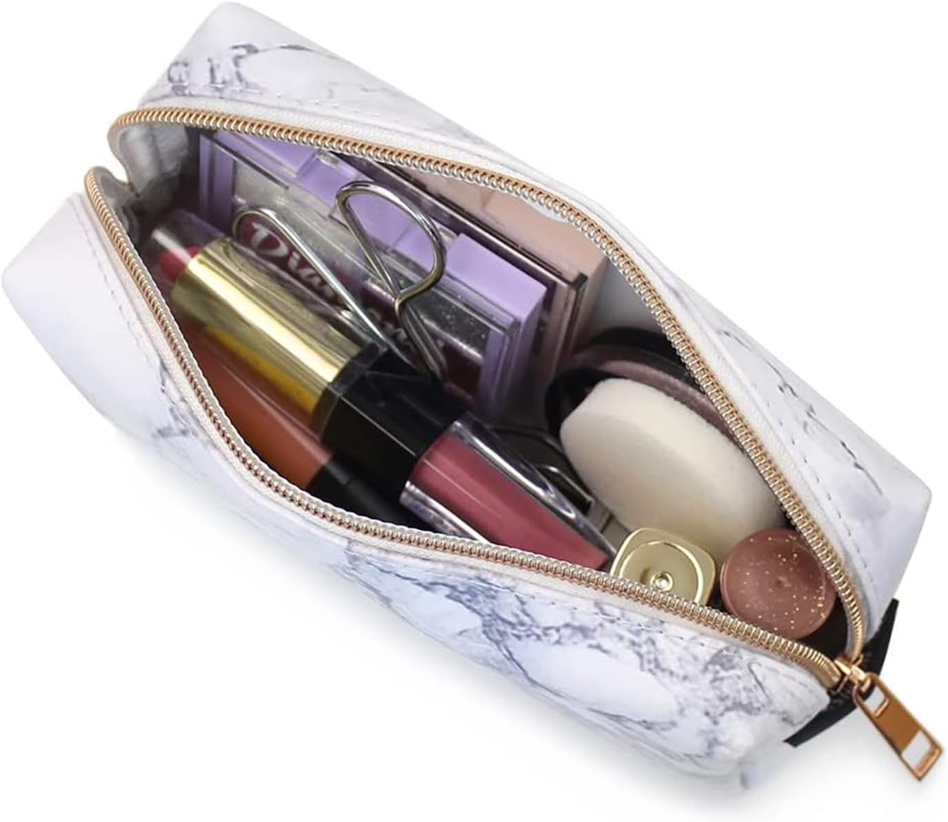Fashion Stationery-White Marble Pencil Case for Women Girls Teenagers Make up Bags Ladies Cosmetic Bag or Gifts for Her for Girl