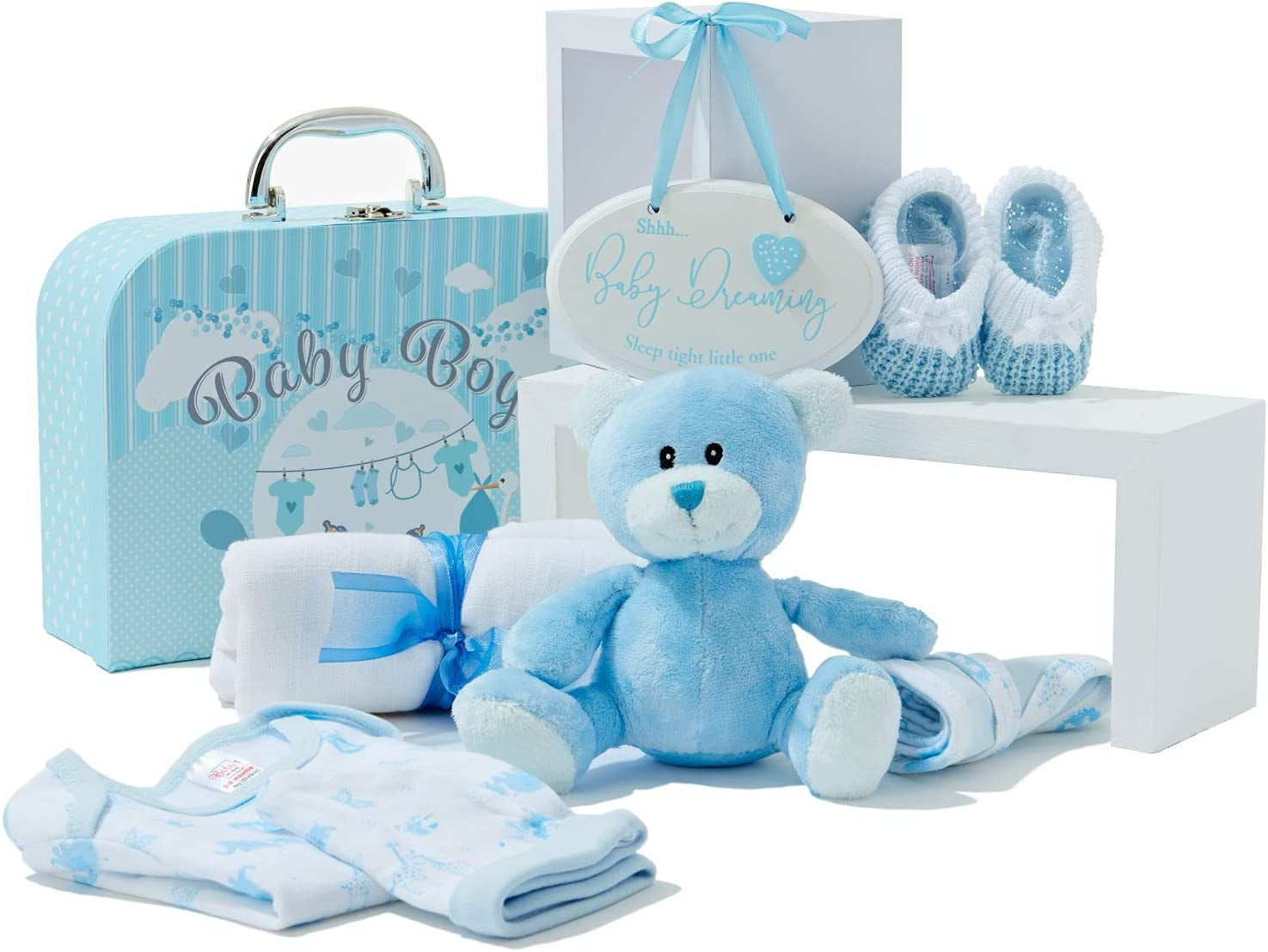 Baby Gifts Newborn Unisex - 7 Baby Gifts in a Neutral Baby Gift Set, Newborn Essentials and Baby Shower Gifts, Baby Hampers, Newborn Baby Presents, Welcome Gifts Baby Wishlist - Cream