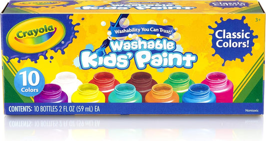 Washable Paints - Assorted Colours (Pack of 10) | Perfect for Any Arts & Crafts Needs - Easily Washable | Ideal for Kids Aged 3+