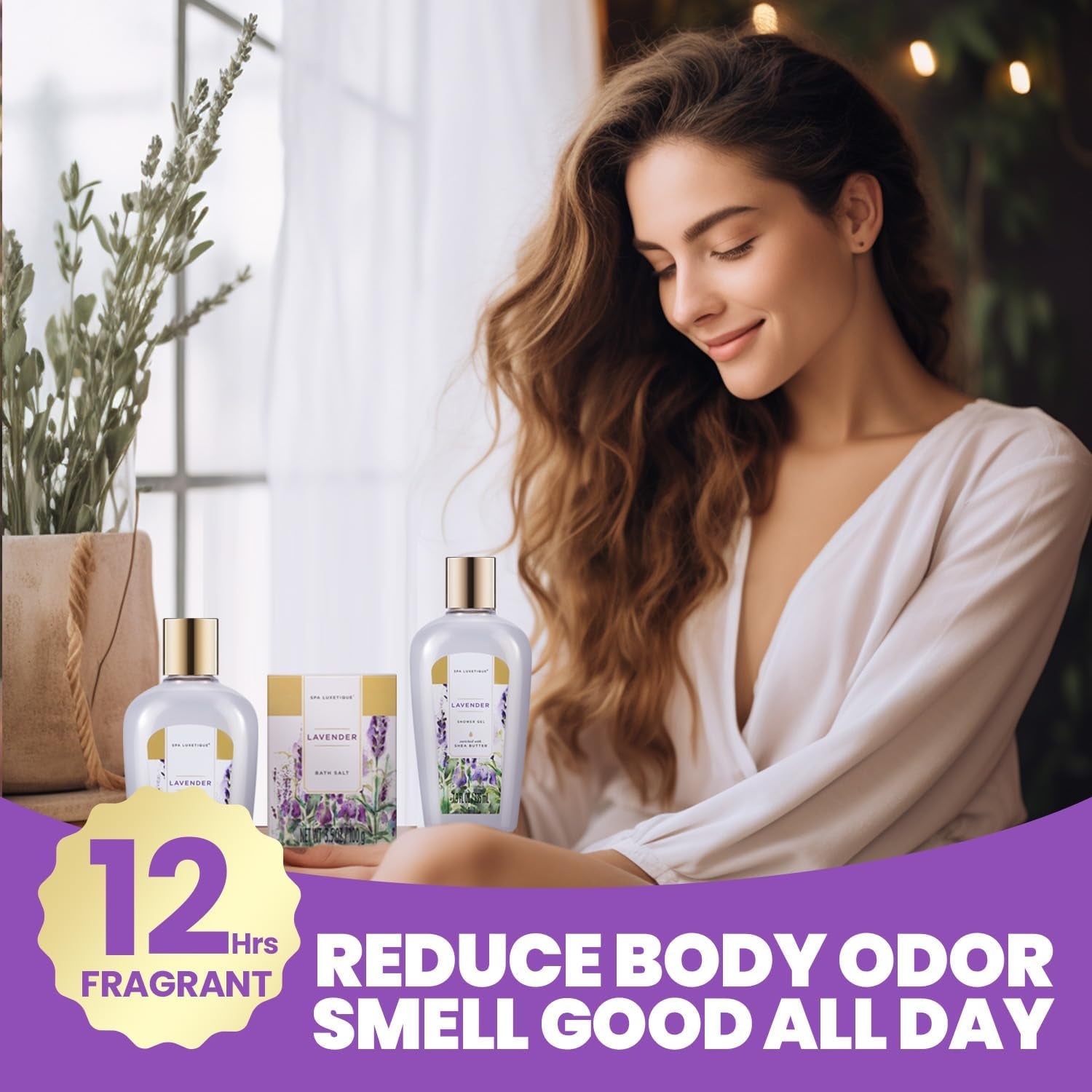 Pamper Gifts for Women, 8Pcs Lavender Bath Set for Women Gifts, Spa Gifts Set with Bubble Bath, Body Lotion, Relaxing Gifts for Women, Birthday Gifts Mother'S Day Christmas Gifts