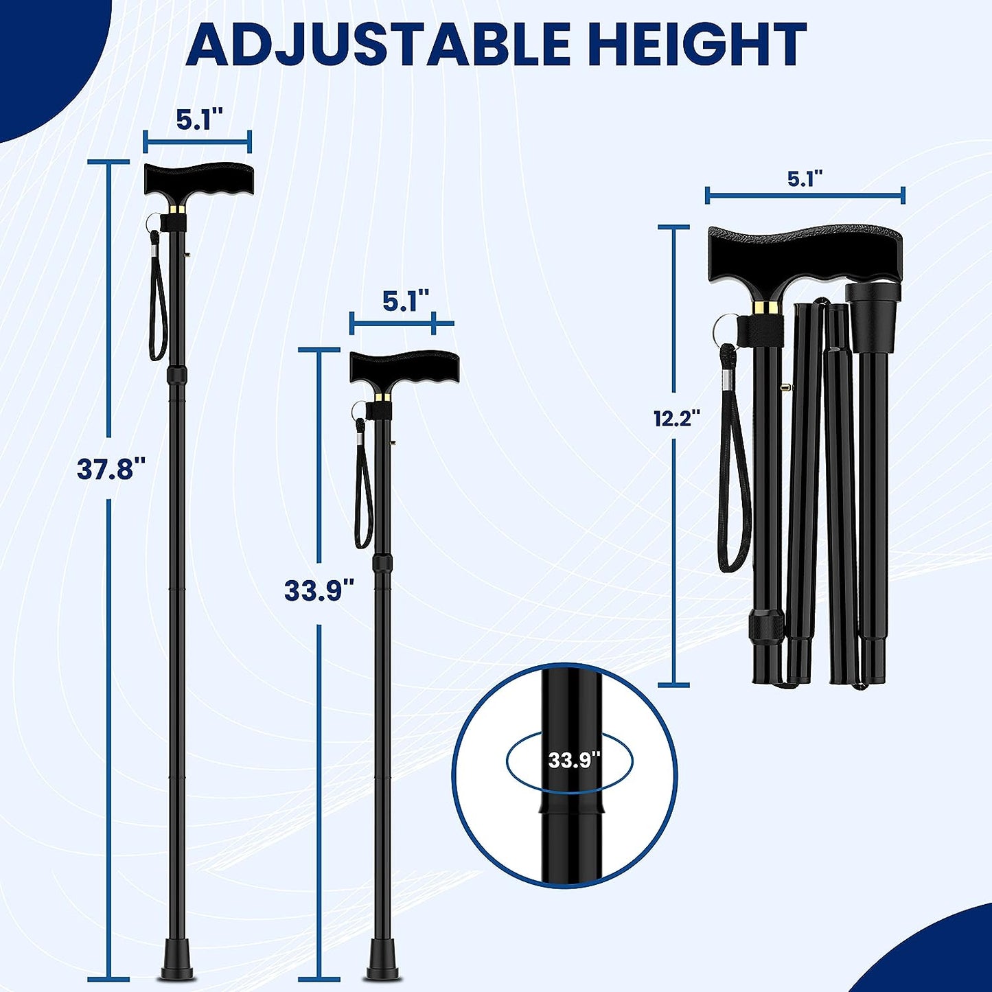 Walking Sticks for Men & Women. Handy, Lightweight, Easily Adjustable and Collapsable Walking Stick for Confident Mobility and Enhanced Stability Ideal for All Heights