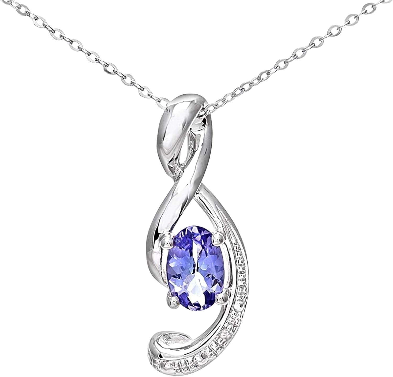 9Ct White Gold Diamond Pendant with Chain of 46Cm