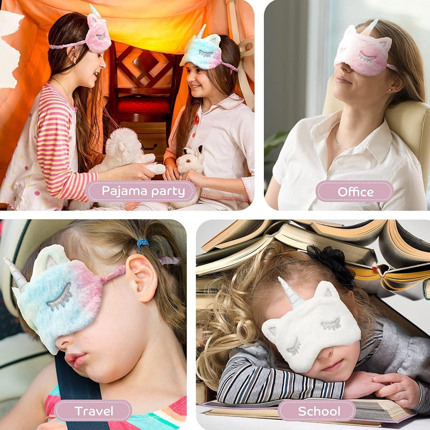 Eye Mask for Sleeping, Cute Unicorn Soft Fluffy Plush Sleep Mask Novelty Blindfold Eye Covers for Women Girls Kids