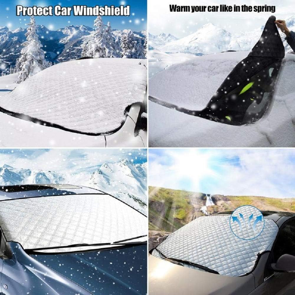 Heavy Duty Car Windscreen Cover for Ice Frost Snow Windshield Protector Sun Shade Van 4X4 SUV - 100% Scratch Free unlike Magnetic Covers(147X100Cm)