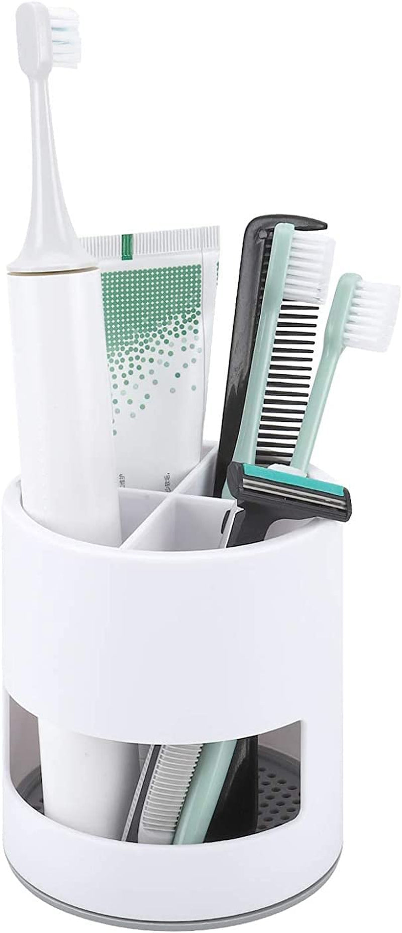 Toothbrush Holder, Ventilated Mould-Proof Toothbrush Caddy, Tough Small Toothbrush Pot Stand for Easy Bathroom Storage, White